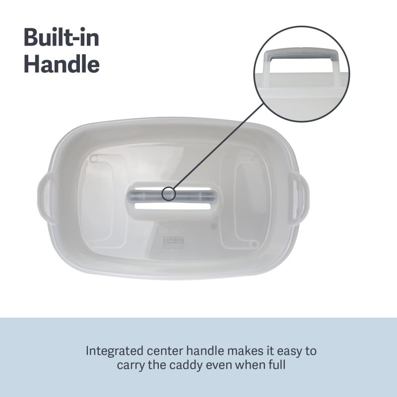 Casabella Plastic Multipurpose Cleaning Storage Caddy with Handle, 1.85 Gallon, Gray and Orange