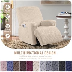 Recliner Covers, Stretch Reclining Chair Covers, Recliner Sofa Slipcovers Stripe Jacquard Recliner Couch Covers Furniture Protector Covers for Pet Kid