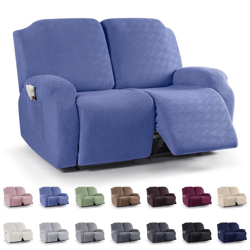 Recliner Covers, Stretch Reclining Chair Covers, Recliner Sofa Slipcovers Stripe Jacquard Recliner Couch Covers Furniture Protector Covers for Pet Kid