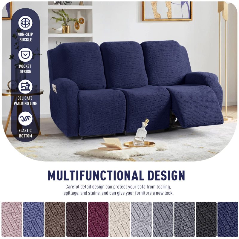 Recliner Covers, Stretch Reclining Chair Covers, Recliner Sofa Slipcovers Stripe Jacquard Recliner Couch Covers Furniture Protector Covers for Pet Kid