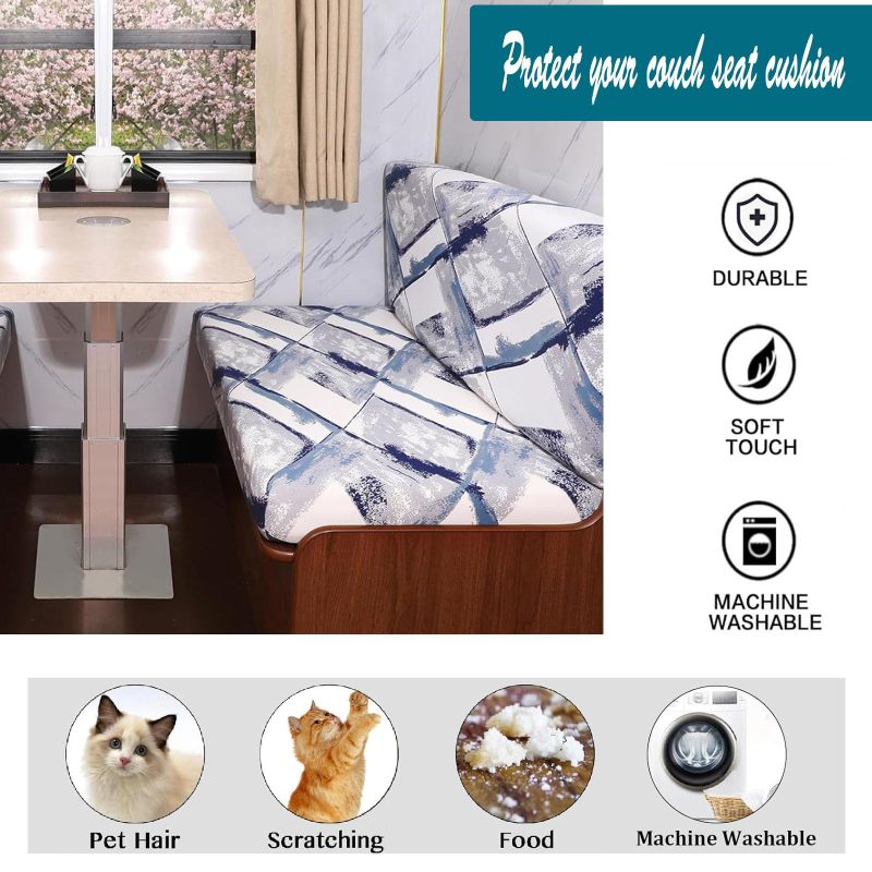 Dinette Cushion Covers， Stretch Jacquard Sofa Seat Slipcovers，Camper Cushions Cover Washable Couch Cushion Slipcovers