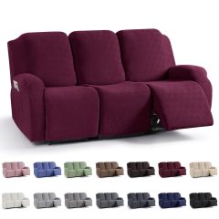 Recliner Covers, Stretch Reclining Chair Covers, Recliner Sofa Slipcovers Stripe Jacquard Recliner Couch Covers Furniture Protector Covers for Pet Kid