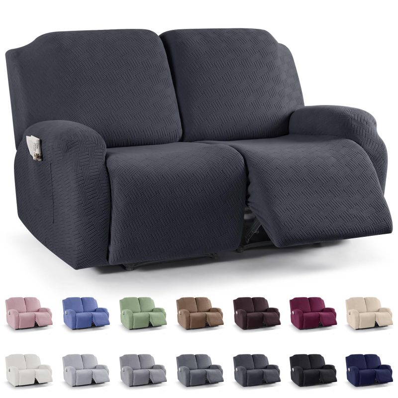 Recliner Covers, Stretch Reclining Chair Covers, Recliner Sofa Slipcovers Stripe Jacquard Recliner Couch Covers Furniture Protector Covers for Pet Kid