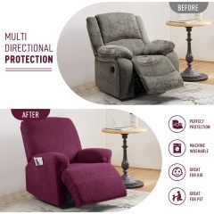 Recliner Covers, Stretch Reclining Chair Covers, Recliner Sofa Slipcovers Stripe Jacquard Recliner Couch Covers Furniture Protector Covers for Pet Kid