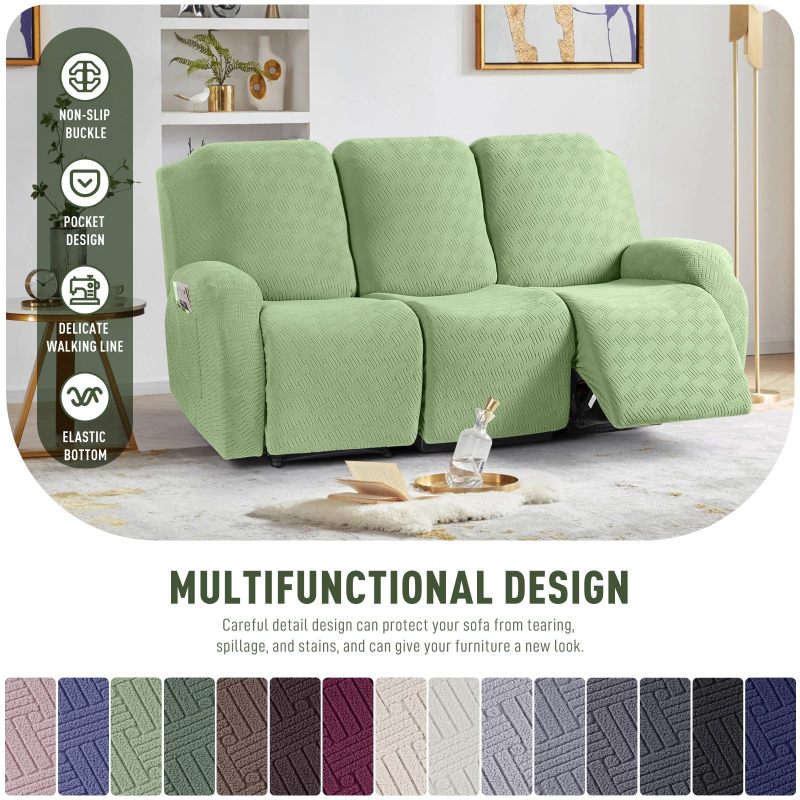 Recliner Covers, Stretch Reclining Chair Covers, Recliner Sofa Slipcovers Stripe Jacquard Recliner Couch Covers Furniture Protector Covers for Pet Kid
