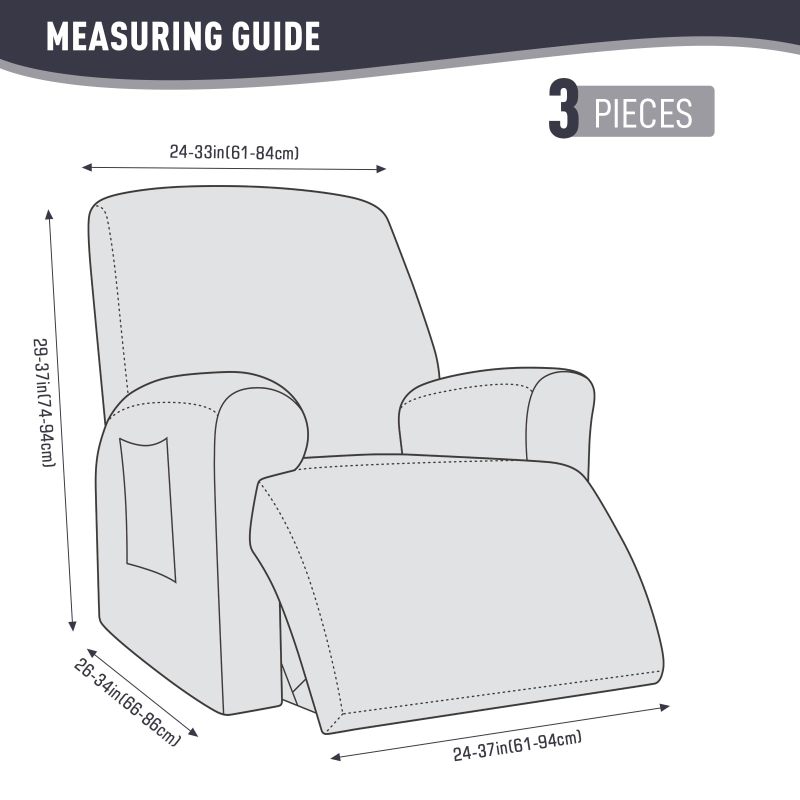 Recliner Covers, Stretch Reclining Chair Covers, Recliner Sofa Slipcovers Stripe Jacquard Recliner Couch Covers Furniture Protector Covers for Pet Kid