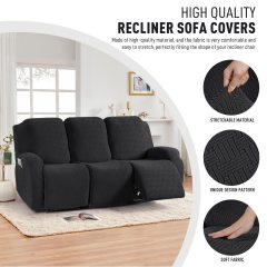 Recliner Covers, Stretch Reclining Chair Covers, Recliner Sofa Slipcovers Stripe Jacquard Recliner Couch Covers Furniture Protector Covers for Pet Kid