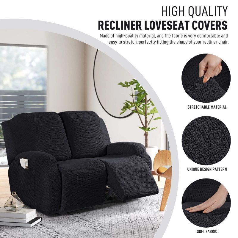 Recliner Covers, Stretch Reclining Chair Covers, Recliner Sofa Slipcovers Stripe Jacquard Recliner Couch Covers Furniture Protector Covers for Pet Kid