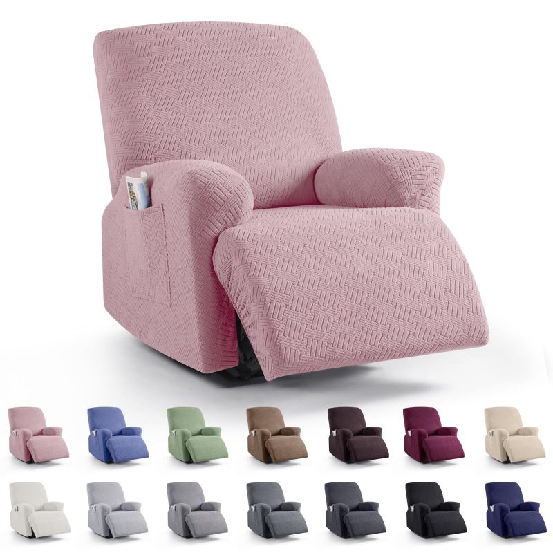 Recliner Covers, Stretch Reclining Chair Covers, Recliner Sofa Slipcovers Stripe Jacquard Recliner Couch Covers Furniture Protector Covers for Pet Kid