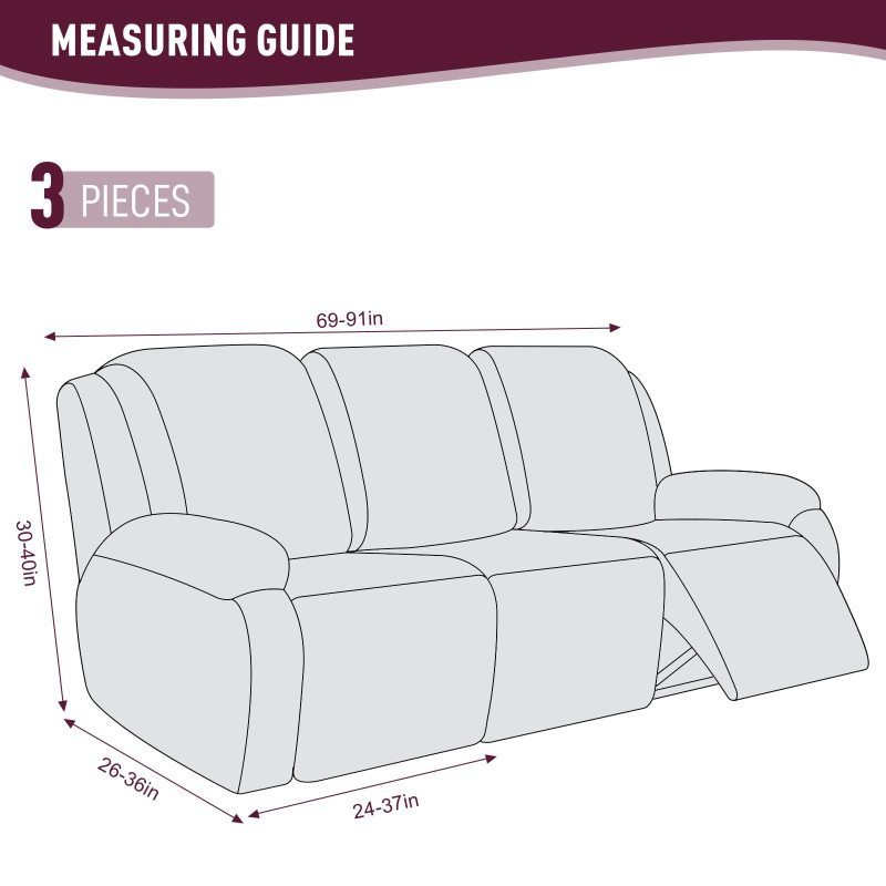 Recliner Covers, Stretch Reclining Chair Covers, Recliner Sofa Slipcovers Stripe Jacquard Recliner Couch Covers Furniture Protector Covers for Pet Kid