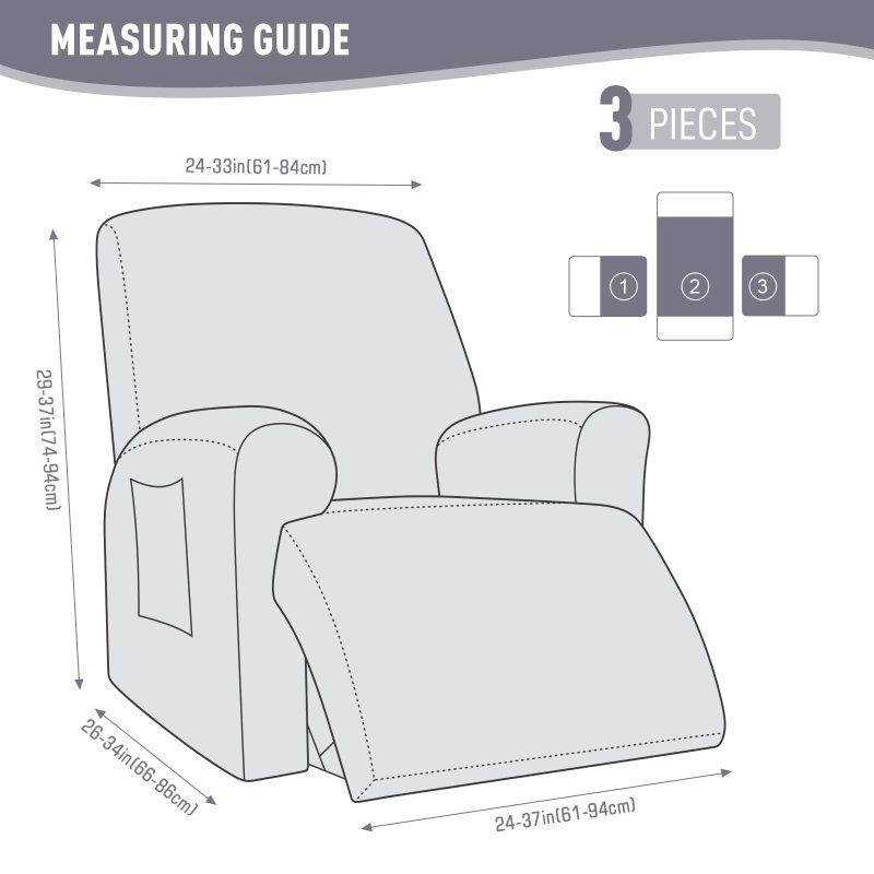 Recliner Covers, Stretch Reclining Chair Covers, Recliner Sofa Slipcovers Stripe Jacquard Recliner Couch Covers Furniture Protector Covers for Pet Kid