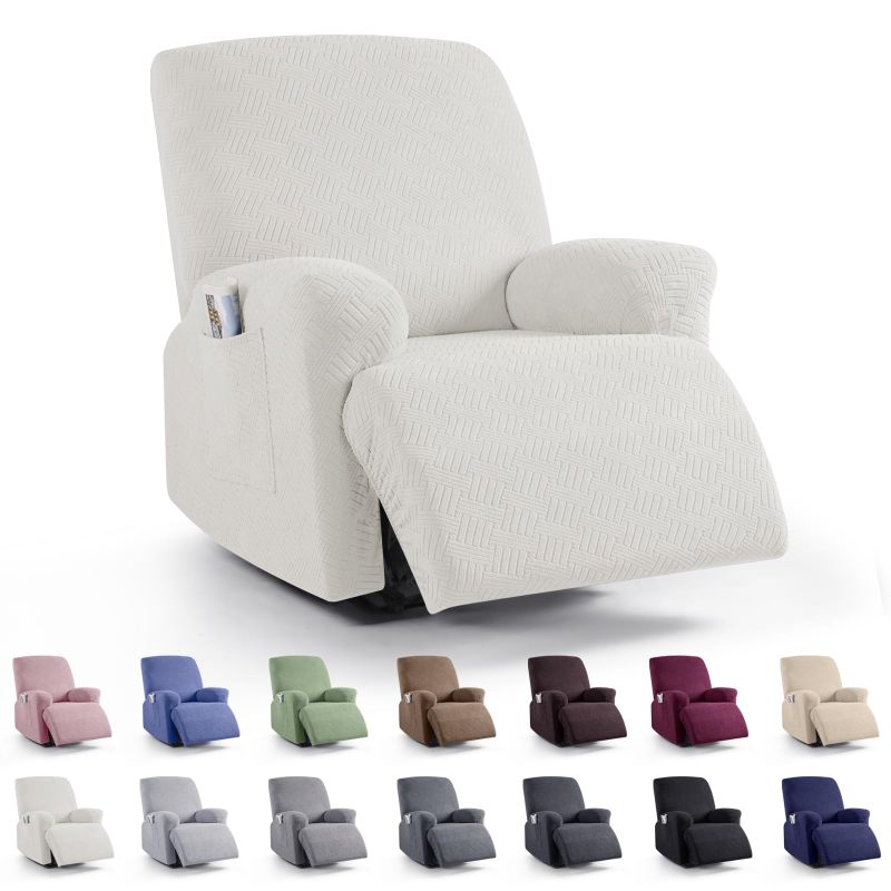 Recliner Covers, Stretch Reclining Chair Covers, Recliner Sofa Slipcovers Stripe Jacquard Recliner Couch Covers Furniture Protector Covers for Pet Kid