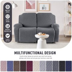 Recliner Covers, Stretch Reclining Chair Covers, Recliner Sofa Slipcovers Stripe Jacquard Recliner Couch Covers Furniture Protector Covers for Pet Kid