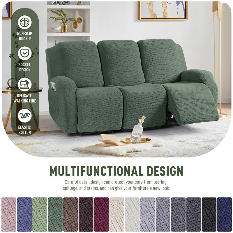 Recliner Covers, Stretch Reclining Chair Covers, Recliner Sofa Slipcovers Stripe Jacquard Recliner Couch Covers Furniture Protector Covers for Pet Kid
