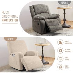 Recliner Covers, Stretch Reclining Chair Covers, Recliner Sofa Slipcovers Stripe Jacquard Recliner Couch Covers Furniture Protector Covers for Pet Kid