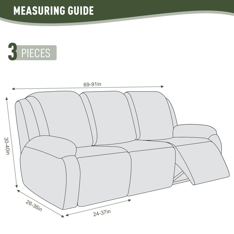 Recliner Covers, Stretch Reclining Chair Covers, Recliner Sofa Slipcovers Stripe Jacquard Recliner Couch Covers Furniture Protector Covers for Pet Kid