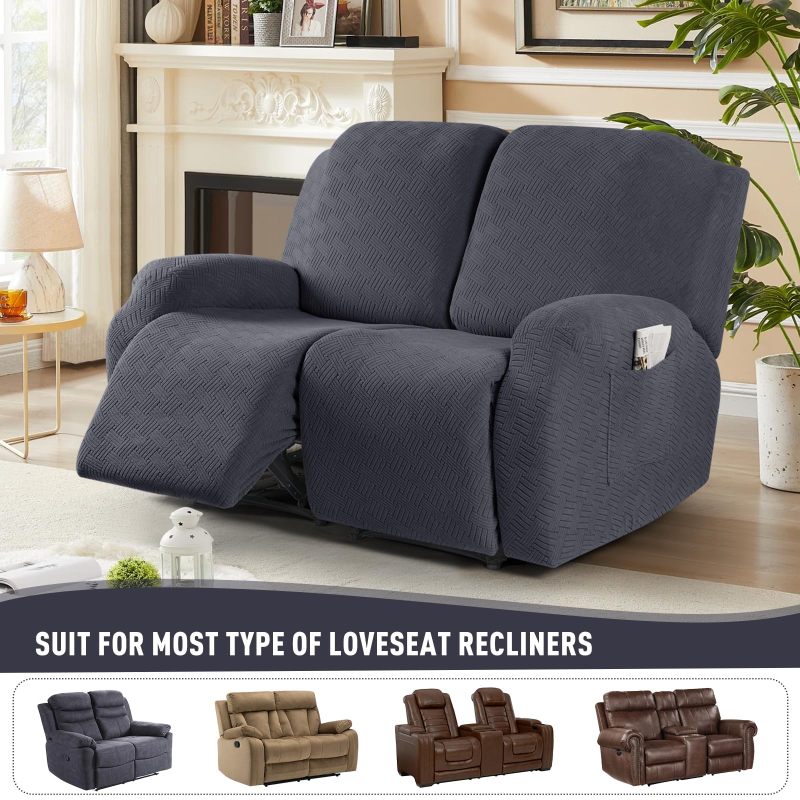 Recliner Covers, Stretch Reclining Chair Covers, Recliner Sofa Slipcovers Stripe Jacquard Recliner Couch Covers Furniture Protector Covers for Pet Kid