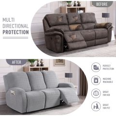 Recliner Covers, Stretch Reclining Chair Covers, Recliner Sofa Slipcovers Stripe Jacquard Recliner Couch Covers Furniture Protector Covers for Pet Kid