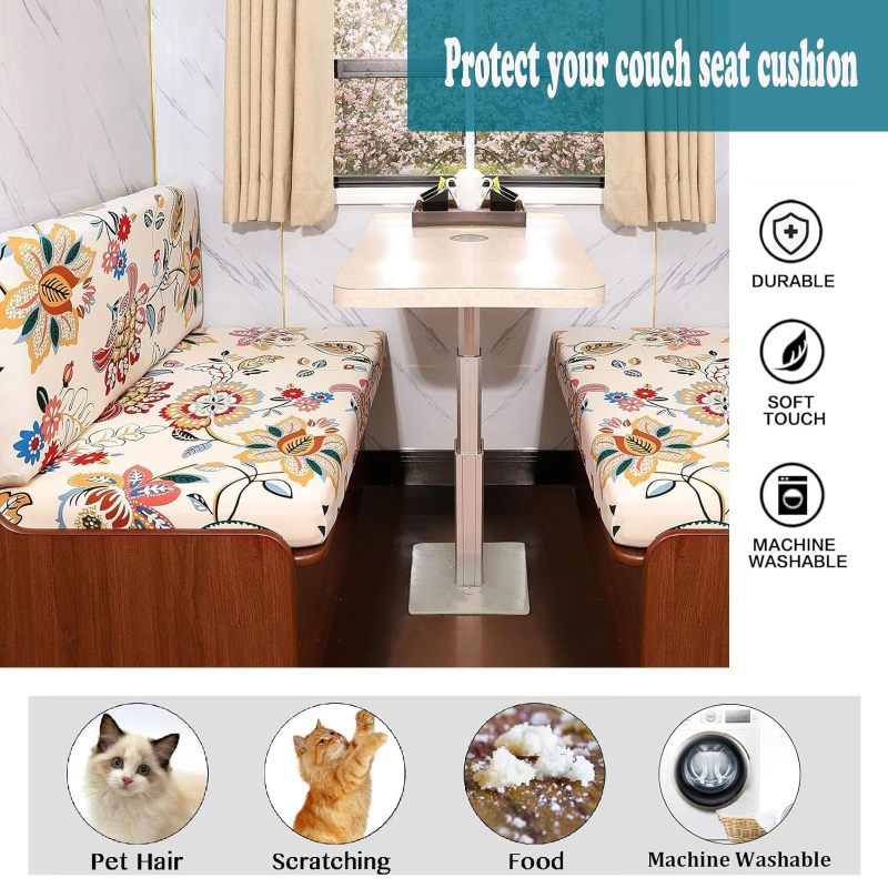 改RV Dinette Cushion Covers， Stretch Jacquard Sofa Seat Slipcovers，Camper Cushions Cover Washable Couch Cushion Slipcovers