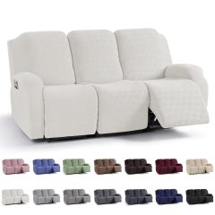 Recliner Covers, Stretch Reclining Chair Covers, Recliner Sofa Slipcovers Stripe Jacquard Recliner Couch Covers Furniture Protector Covers for Pet Kid
