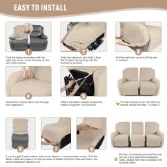 Recliner Covers, Stretch Reclining Chair Covers, Recliner Sofa Slipcovers Stripe Jacquard Recliner Couch Covers Furniture Protector Covers for Pet Kid