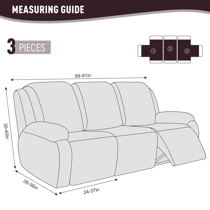 Recliner Covers, Stretch Reclining Chair Covers, Recliner Sofa Slipcovers Stripe Jacquard Recliner Couch Covers Furniture Protector Covers for Pet Kid