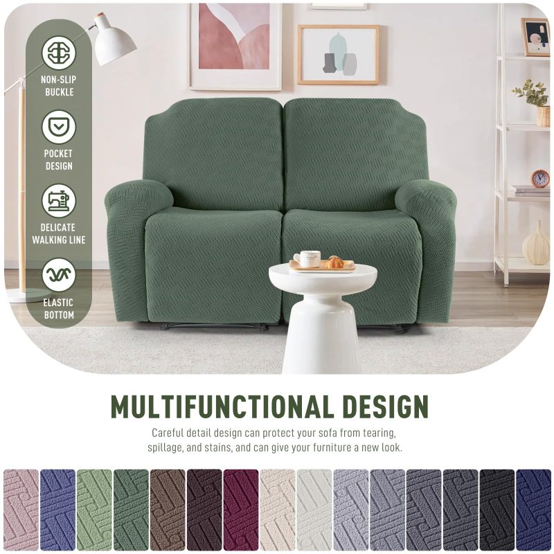 Recliner Covers, Stretch Reclining Chair Covers, Recliner Sofa Slipcovers Stripe Jacquard Recliner Couch Covers Furniture Protector Covers for Pet Kid