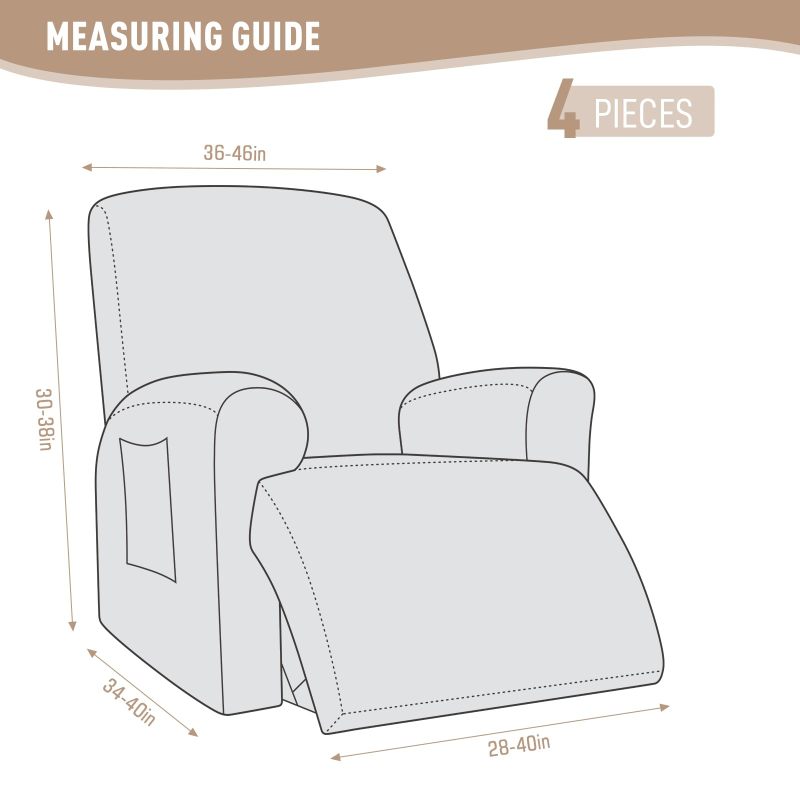 Recliner Covers, Stretch Reclining Chair Covers, Recliner Sofa Slipcovers Stripe Jacquard Recliner Couch Covers Furniture Protector Covers for Pet Kid