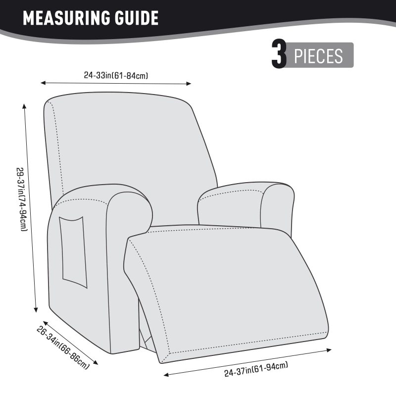 Recliner Covers, Stretch Reclining Chair Covers, Recliner Sofa Slipcovers Stripe Jacquard Recliner Couch Covers Furniture Protector Covers for Pet Kid