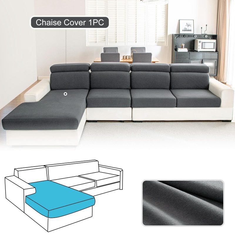 改Couch Cushion Covers Individual Thicker and Softer Dralon Fabric Sofa Cushion Covers, Large Super Stretch Couch Seat Covers Couch Slipcovers for Sectional Sofa (3PC, Grey)