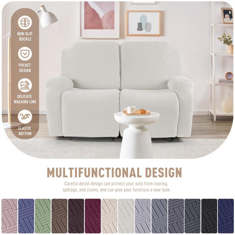 Recliner Covers, Stretch Reclining Chair Covers, Recliner Sofa Slipcovers Stripe Jacquard Recliner Couch Covers Furniture Protector Covers for Pet Kid
