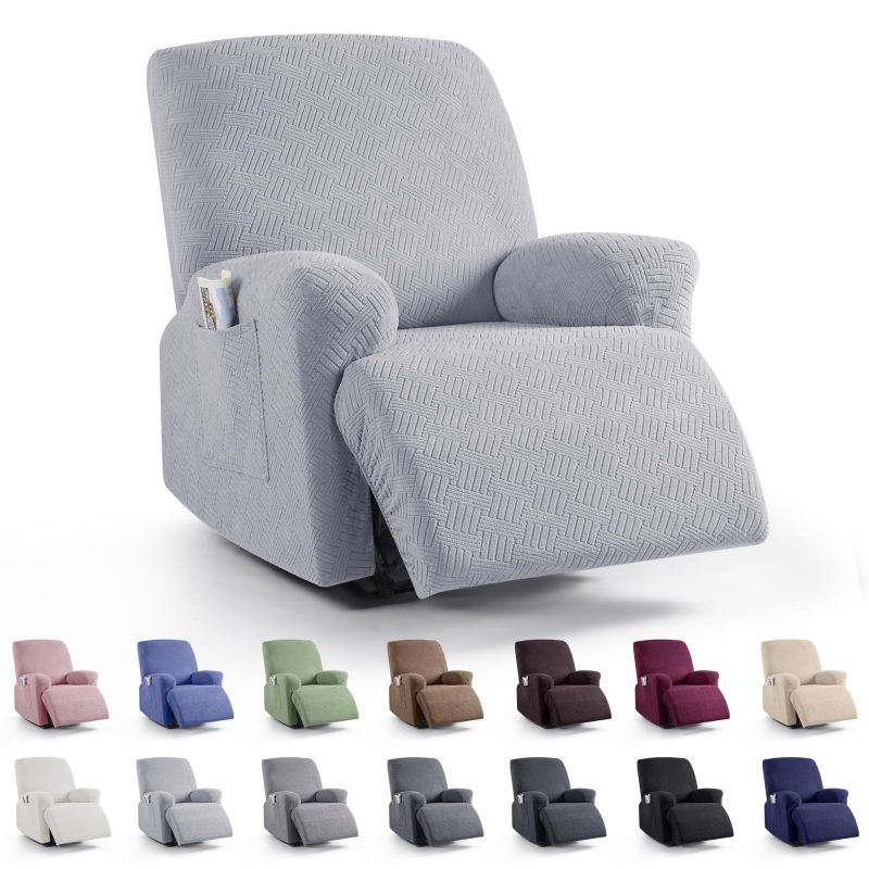 Recliner Covers, Stretch Reclining Chair Covers, Recliner Sofa Slipcovers Stripe Jacquard Recliner Couch Covers Furniture Protector Covers for Pet Kid