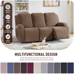 Recliner Covers, Stretch Reclining Chair Covers, Recliner Sofa Slipcovers Stripe Jacquard Recliner Couch Covers Furniture Protector Covers for Pet Kid