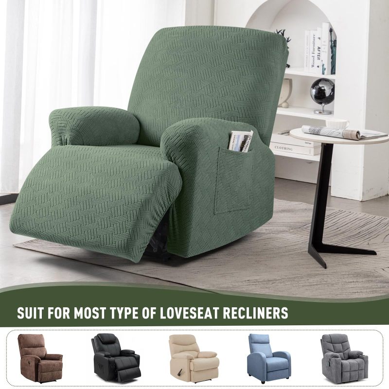 Recliner Covers, Stretch Reclining Chair Covers, Recliner Sofa Slipcovers Stripe Jacquard Recliner Couch Covers Furniture Protector Covers for Pet Kid