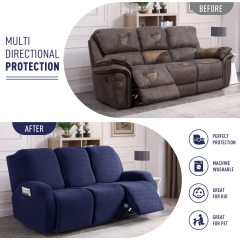 Recliner Covers, Stretch Reclining Chair Covers, Recliner Sofa Slipcovers Stripe Jacquard Recliner Couch Covers Furniture Protector Covers for Pet Kid