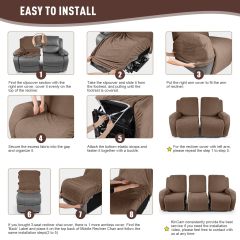 Recliner Covers, Stretch Reclining Chair Covers, Recliner Sofa Slipcovers Stripe Jacquard Recliner Couch Covers Furniture Protector Covers for Pet Kid