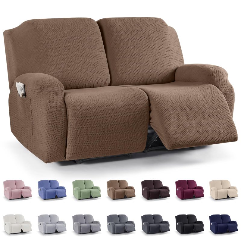 Recliner Covers, Stretch Reclining Chair Covers, Recliner Sofa Slipcovers Stripe Jacquard Recliner Couch Covers Furniture Protector Covers for Pet Kid