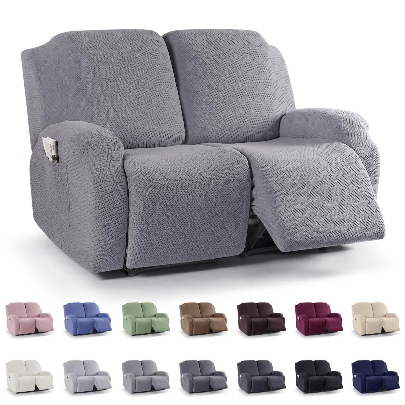 Recliner Covers, Stretch Reclining Chair Covers, Recliner Sofa Slipcovers Stripe Jacquard Recliner Couch Covers Furniture Protector Covers for Pet Kid