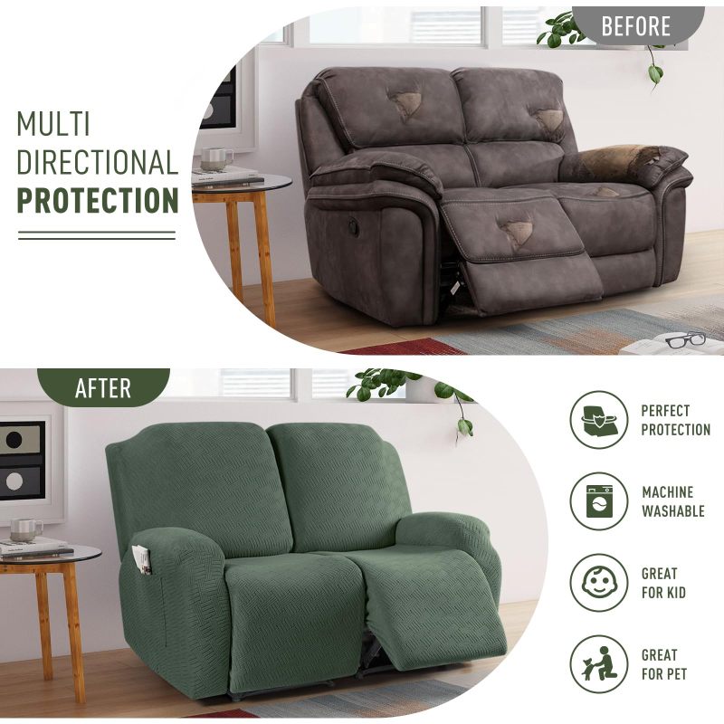 Recliner Covers, Stretch Reclining Chair Covers, Recliner Sofa Slipcovers Stripe Jacquard Recliner Couch Covers Furniture Protector Covers for Pet Kid