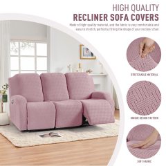Recliner Covers, Stretch Reclining Chair Covers, Recliner Sofa Slipcovers Stripe Jacquard Recliner Couch Covers Furniture Protector Covers for Pet Kid