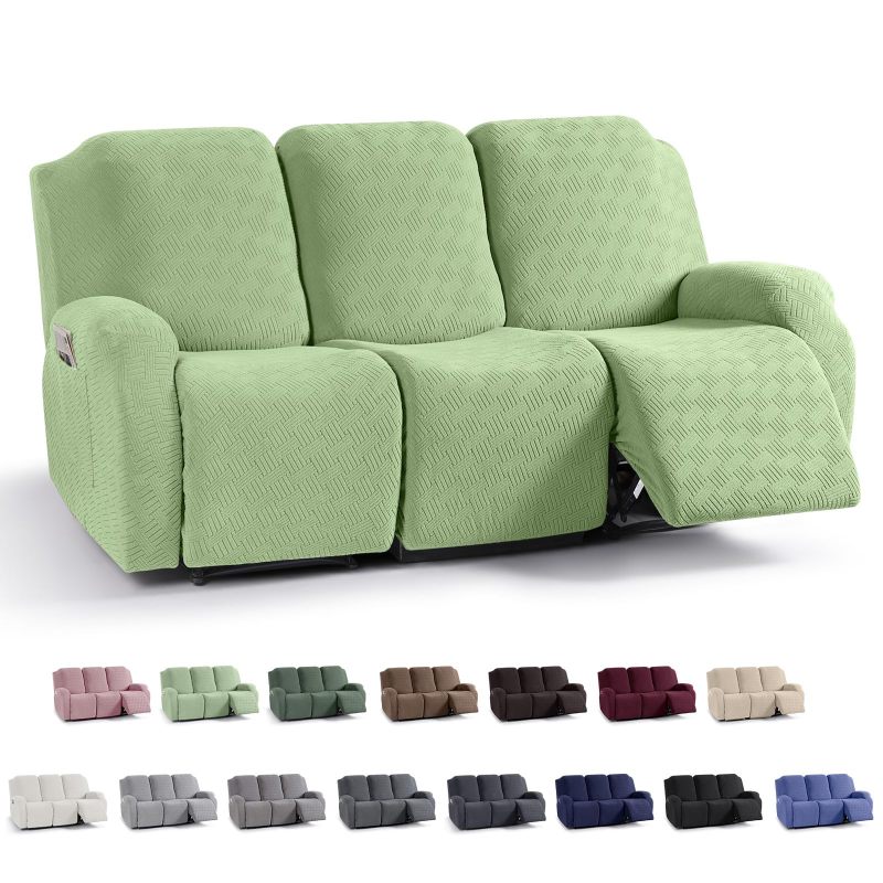 Recliner Covers, Stretch Reclining Chair Covers, Recliner Sofa Slipcovers Stripe Jacquard Recliner Couch Covers Furniture Protector Covers for Pet Kid
