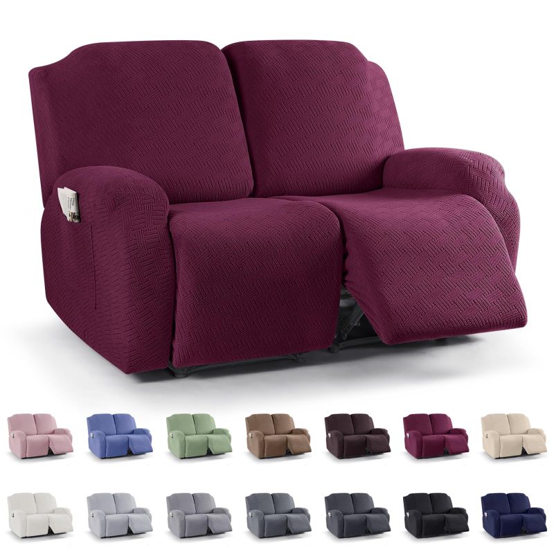 Recliner Covers, Stretch Reclining Chair Covers, Recliner Sofa Slipcovers Stripe Jacquard Recliner Couch Covers Furniture Protector Covers for Pet Kid
