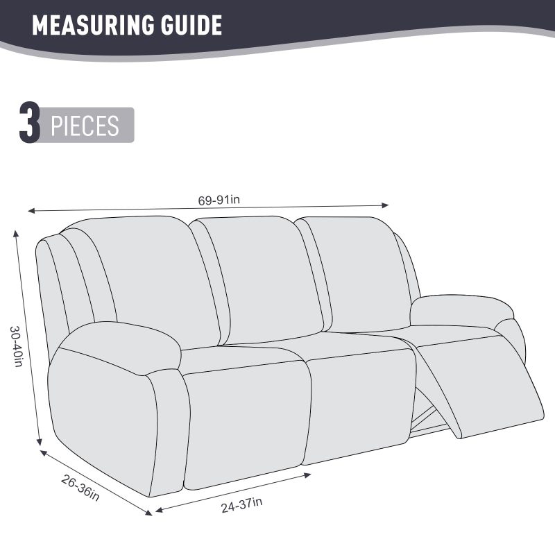 Recliner Covers, Stretch Reclining Chair Covers, Recliner Sofa Slipcovers Stripe Jacquard Recliner Couch Covers Furniture Protector Covers for Pet Kid