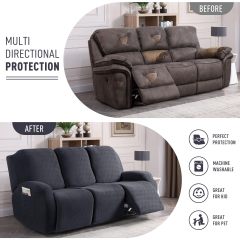 Recliner Covers, Stretch Reclining Chair Covers, Recliner Sofa Slipcovers Stripe Jacquard Recliner Couch Covers Furniture Protector Covers for Pet Kid