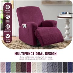 Recliner Covers, Stretch Reclining Chair Covers, Recliner Sofa Slipcovers Stripe Jacquard Recliner Couch Covers Furniture Protector Covers for Pet Kid