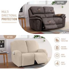 Recliner Covers, Stretch Reclining Chair Covers, Recliner Sofa Slipcovers Stripe Jacquard Recliner Couch Covers Furniture Protector Covers for Pet Kid