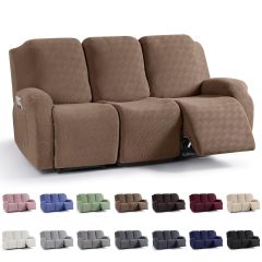 改KinCam Recliner Covers, Stretch Reclining Chair Covers, Recliner Sofa Slipcovers Stripe Jacquard Recliner Couch Covers Furniture Protector Covers for Pet Kid (1 Seater, Dark Gray)