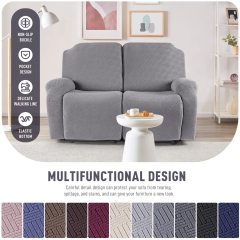 Recliner Covers, Stretch Reclining Chair Covers, Recliner Sofa Slipcovers Stripe Jacquard Recliner Couch Covers Furniture Protector Covers for Pet Kid