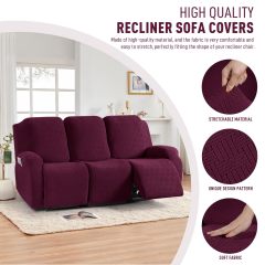 Recliner Covers, Stretch Reclining Chair Covers, Recliner Sofa Slipcovers Stripe Jacquard Recliner Couch Covers Furniture Protector Covers for Pet Kid