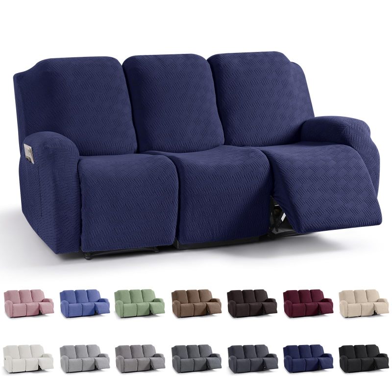 Recliner Covers, Stretch Reclining Chair Covers, Recliner Sofa Slipcovers Stripe Jacquard Recliner Couch Covers Furniture Protector Covers for Pet Kid